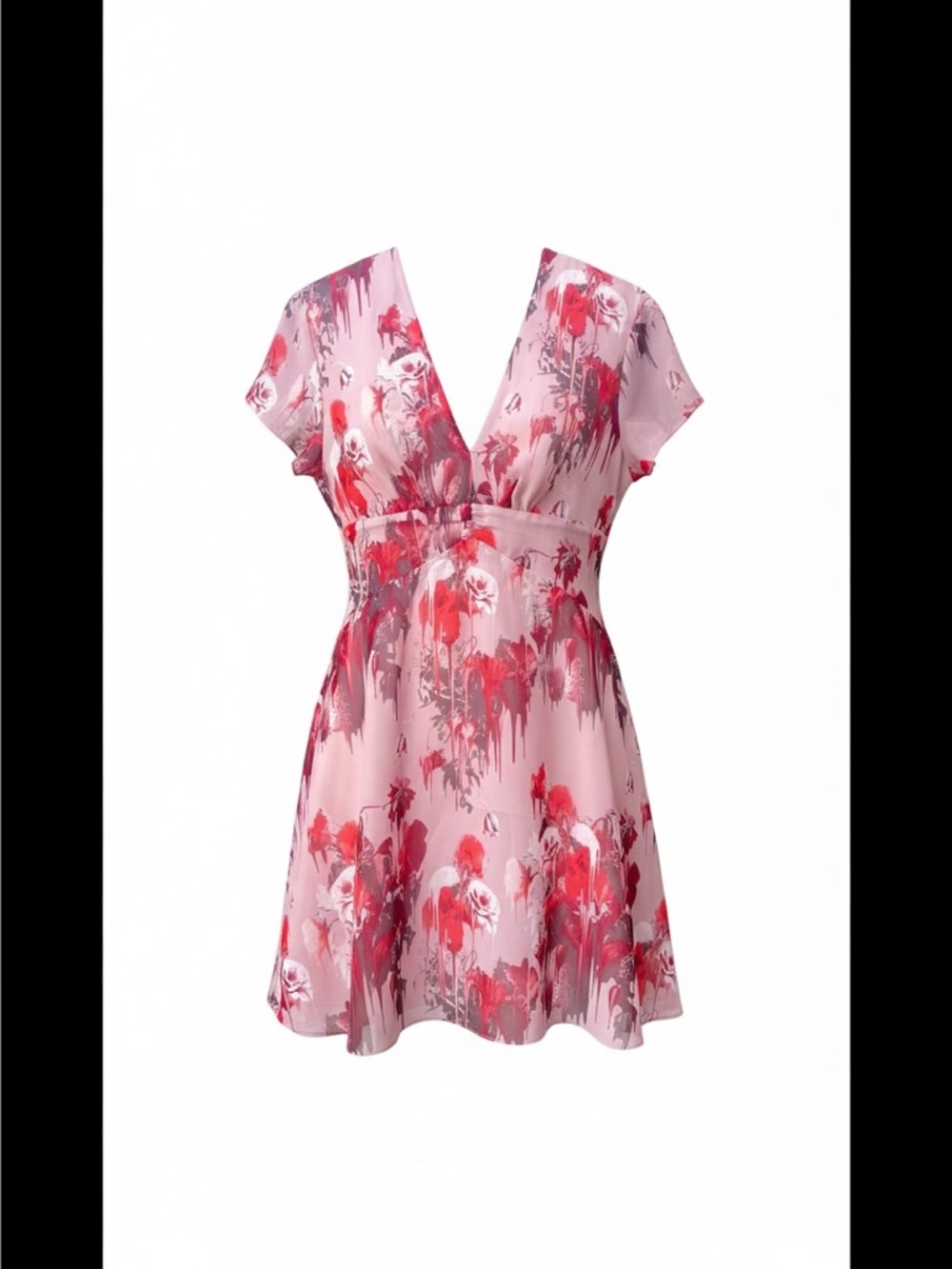 ☀️Aritzia Talula Floral Mini Dress Pink Red Print Fit & Flare Size 8